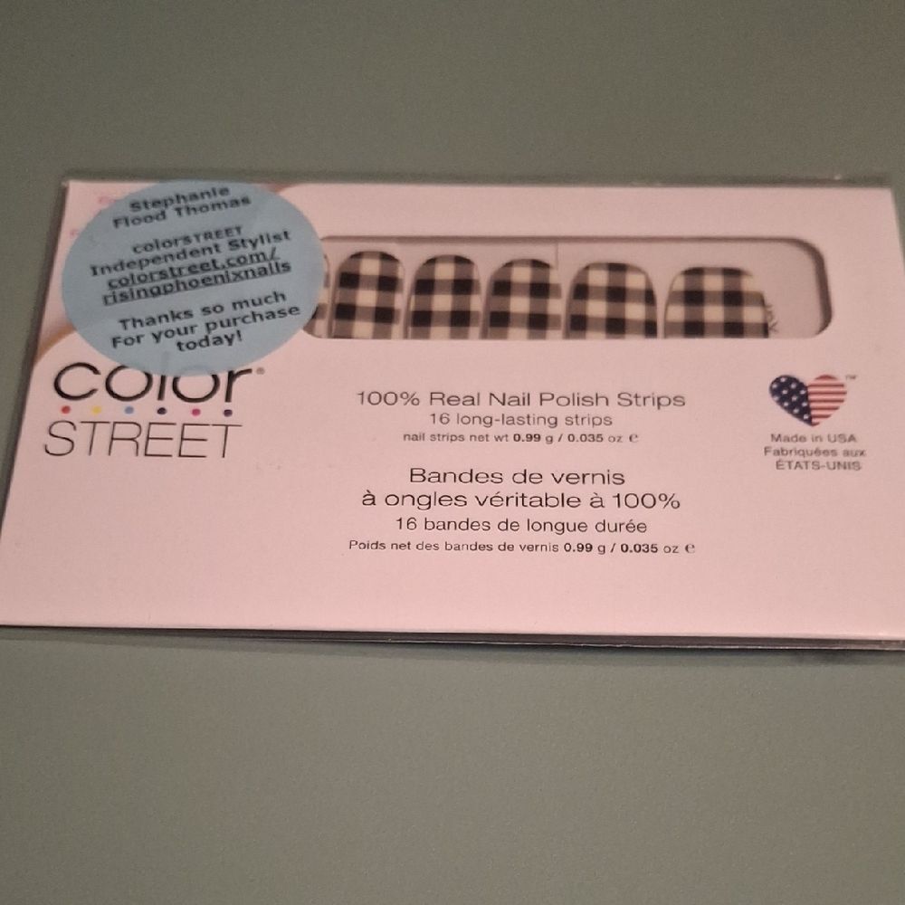 Color Street Plaid About You Black & White Gingham Nail Strips